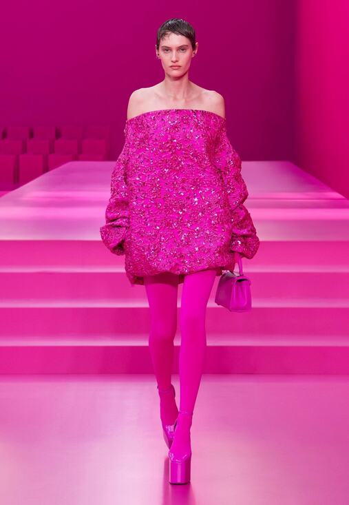 Valentino Dresses & Skirts - Valentino Mini Dress 2022 Pink PP Collection Jacquard Hot Pink Lurex Sequin 36 0